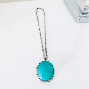 LUCKY BRAND SILVER WITH TURQUOISE PENDANT NECKLACE